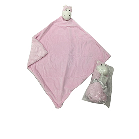 Pink animal-head baby blanket