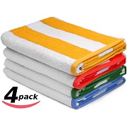 Large Beach Towel, Pool Towel, in Cabana Stripe Variety 4 pack