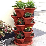 Malhotra Plastic STACK A POT For floor Set Of 7pcs (6 Pots+1 Bottom Tray)