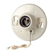 Leviton 29816-C Glazed Porcelain Outlet Box Mount, Incandescent Lampholder