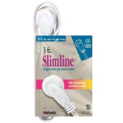 SlimLine 2235 Flat Plug Extension Cord, 2-Wire, White, 3-Foot