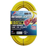 US Wire 74100 12/3 100-Feet SJTW Yellow Heavy-Duty Lighted