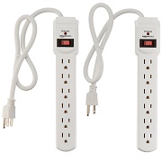 AmazonBasics 6-Outlet Surge Protector Power Strip 2-Pack, 200 Joule