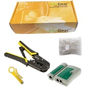 UbiGear Cable Tester +Crimp Crimper +100 RJ45 CAT5 CAT5e