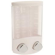 Euro Series Two Chamber Soap and Shower Dispenser, White