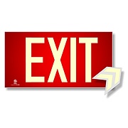 Photoluminescent Exit Sign Red - Code Approved Aluminum UL 924/IBC