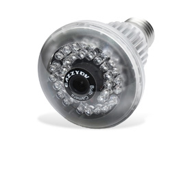 Hidden camera bulb sees 5 to 20m at night
