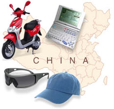 China map with products