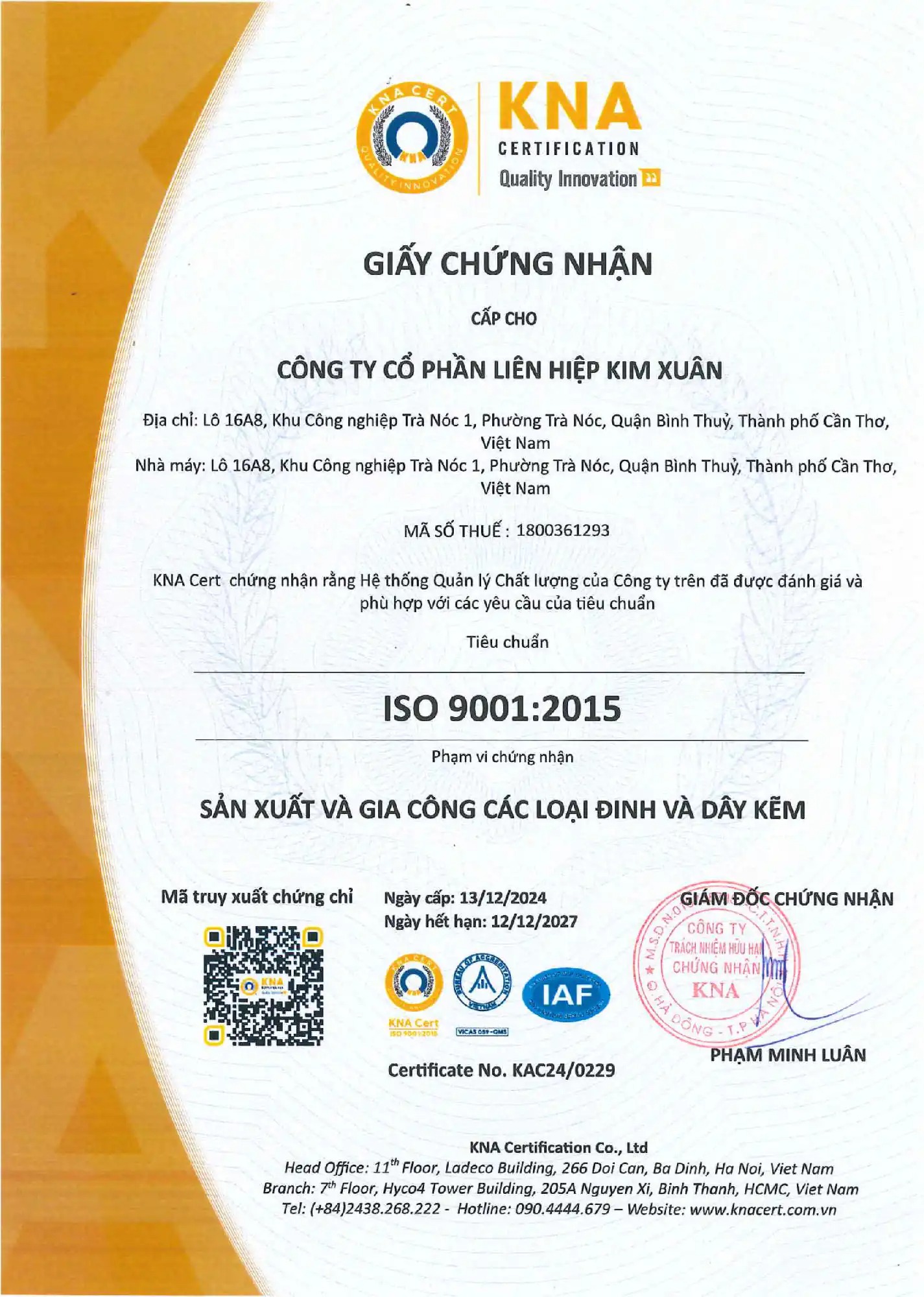 United Nail Products Co. Ltdcertification