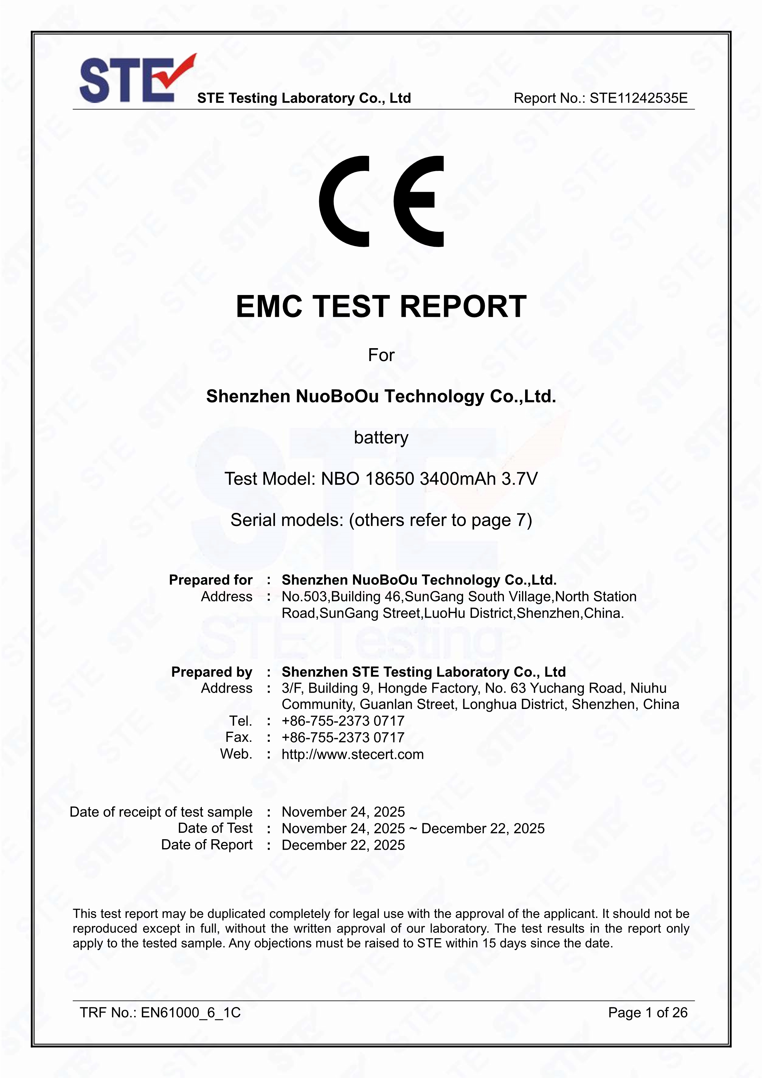 ShenZhen NuoBoOu Technology Co.,Ltdcertification