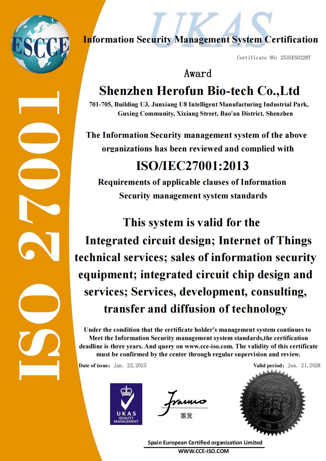 Shenzhen Herofun Bio-Tech Co,Ltdcertification