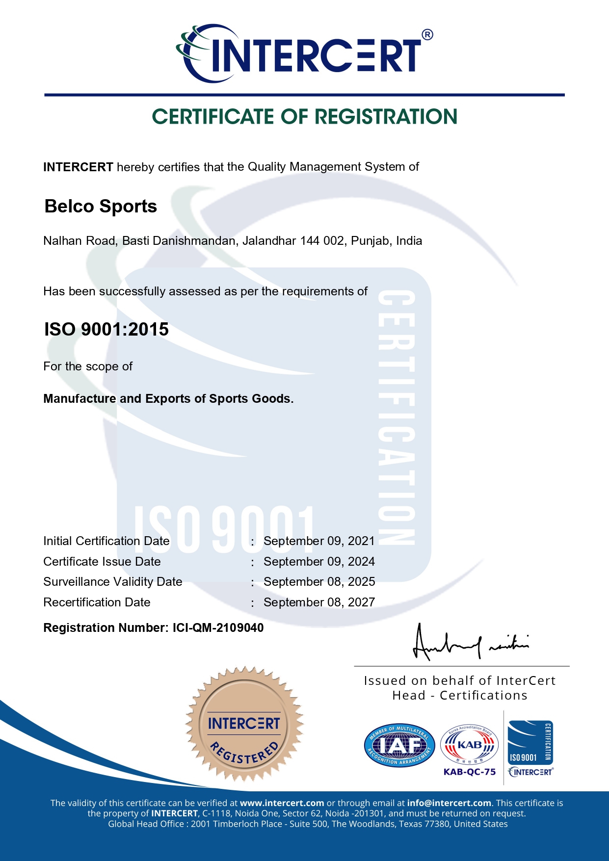 Belco Sportscertification