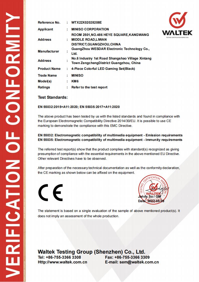 Guangzhou wesdar Electronic Technology co.,Ltdcertification