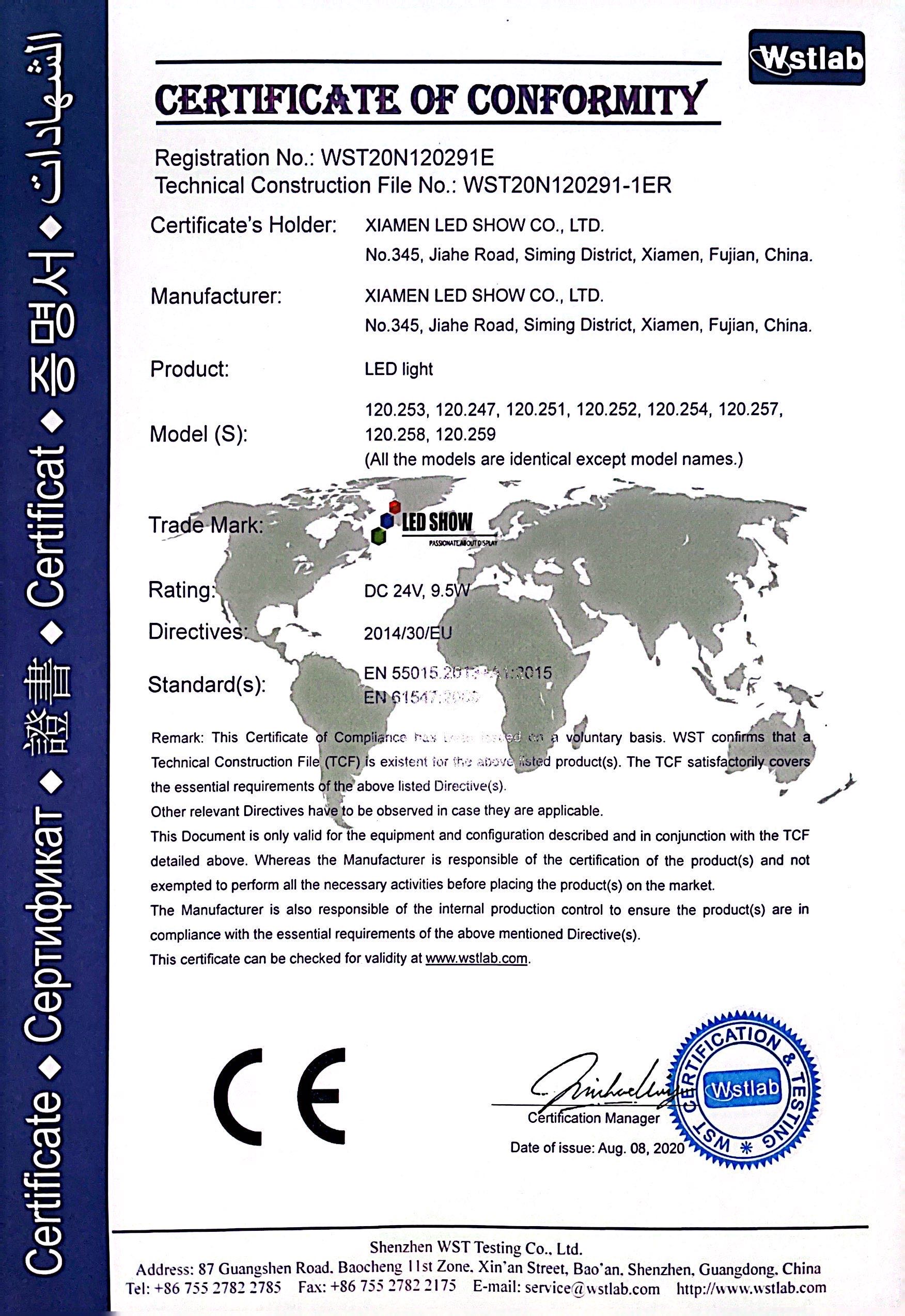 Xiamen LED SHOW Co., Ltd.certification