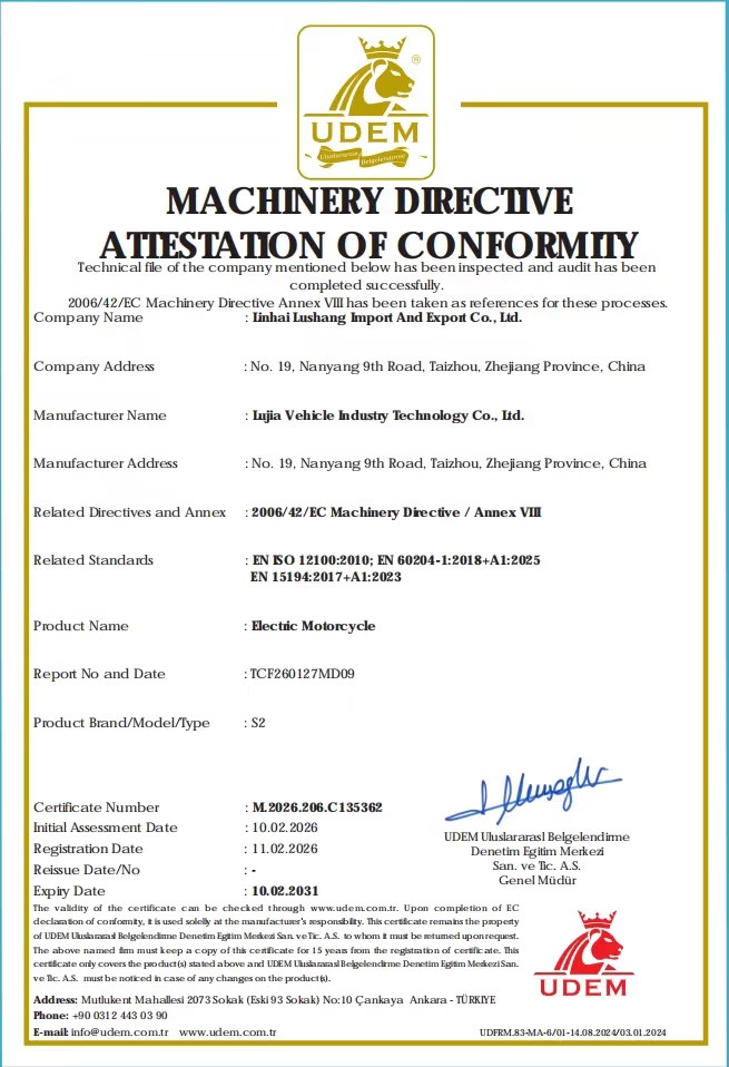 Linhai Lushang Import and Export Co., Ltd.certification