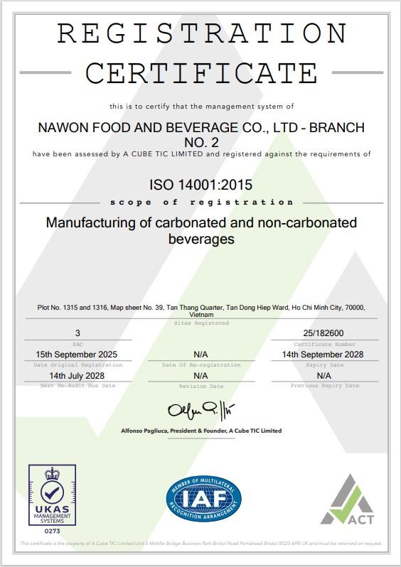 Nawon Food and Beverage Company Limitedcertification