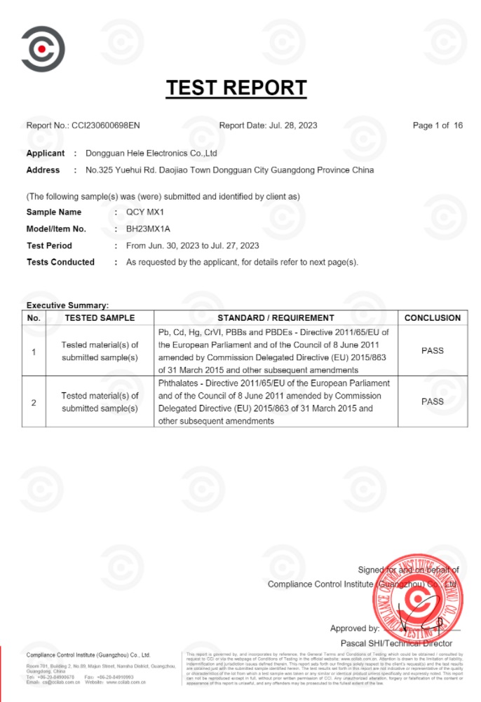 Dongguan Hele Electronics Co., Ltdcertification