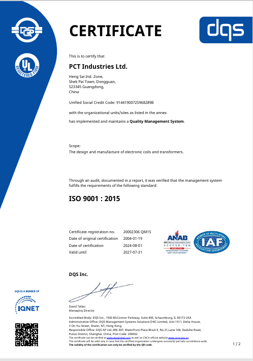 Pct Industries Ltdcertification