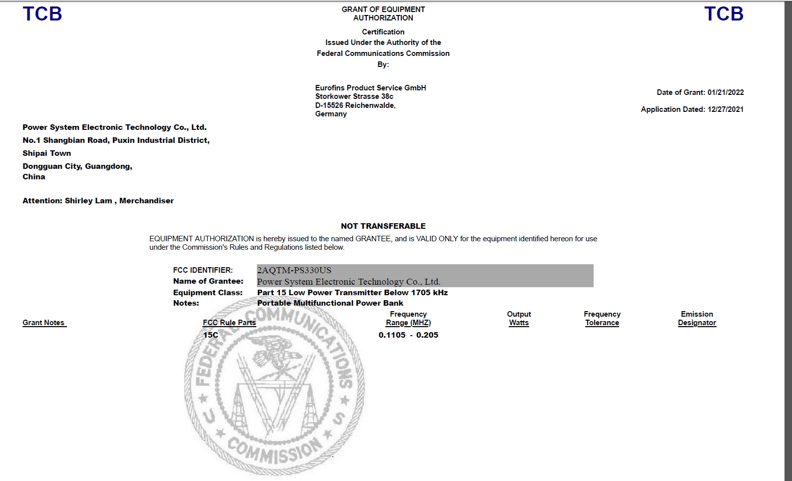 Power System Electronic Technology Co., Ltd.certification