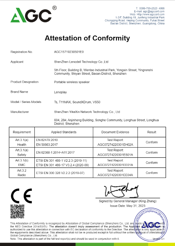 Shenzhen Lenodell Technology Co., Ltd.certification