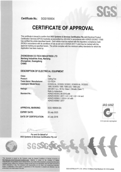 Zhongshan Co-Tech Industries Co. Ltdcertification