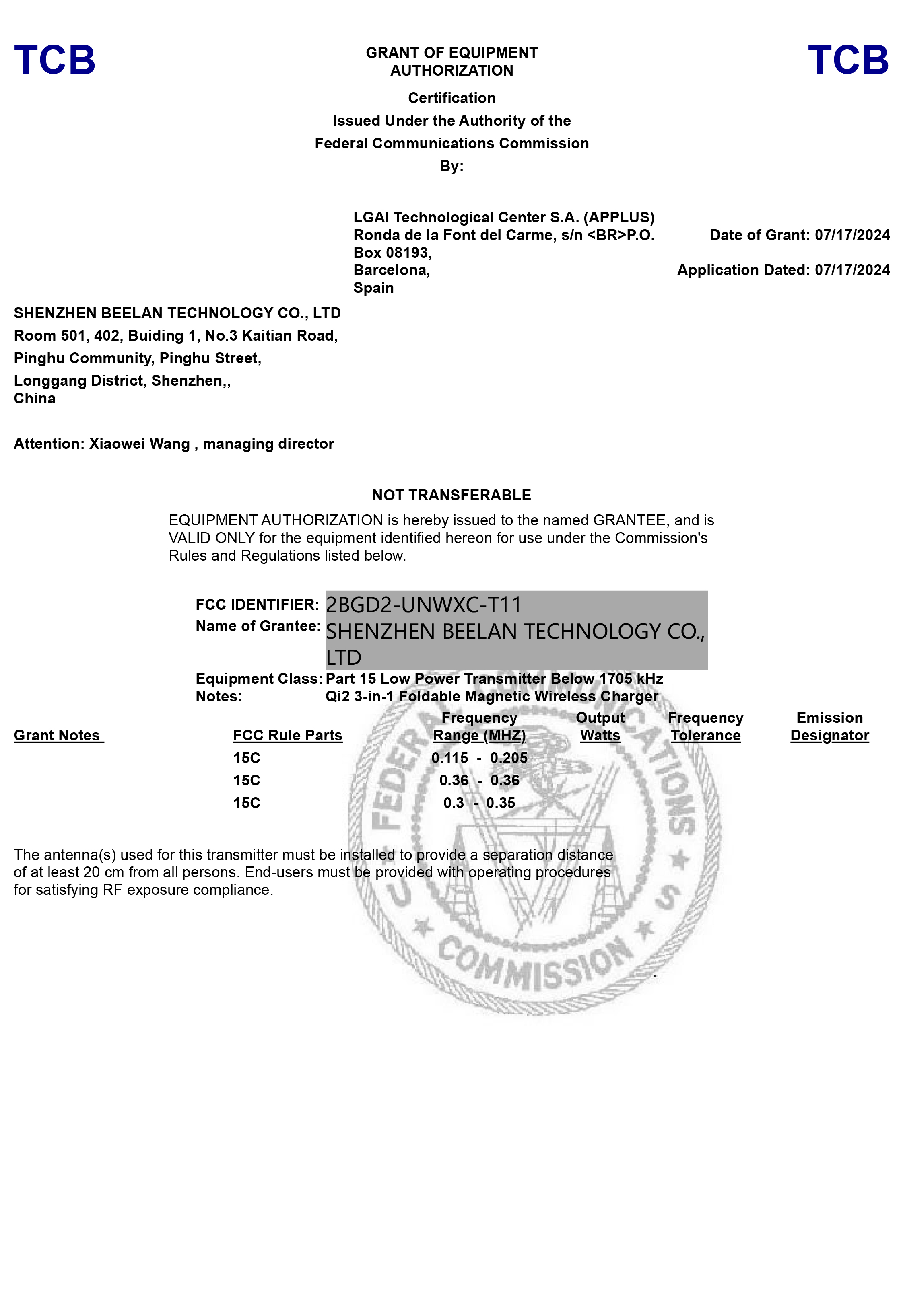 Shenzhen Beelan Technology Co.,Ltd certification