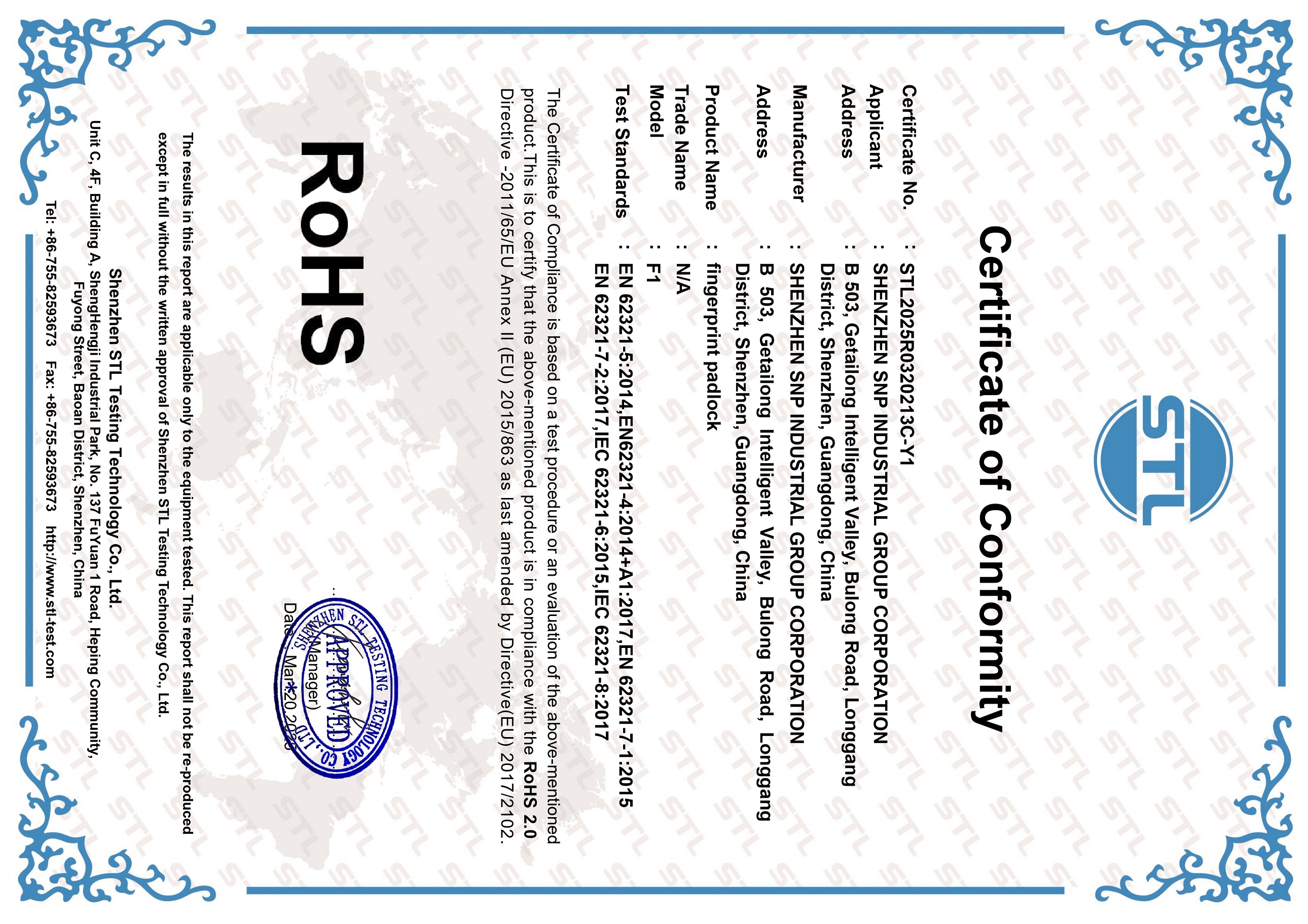 Shenzhen SNP Industrial Group Corporationcertification