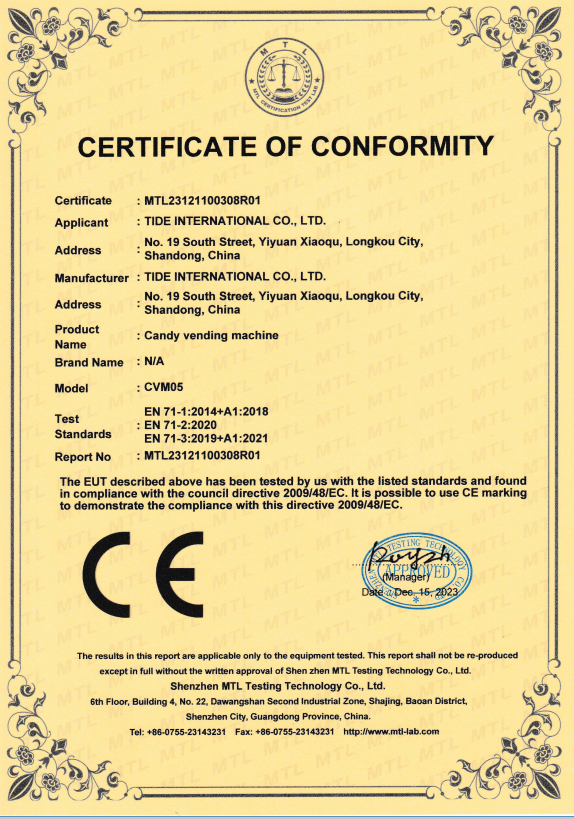 Tide International Co. Ltdcertification