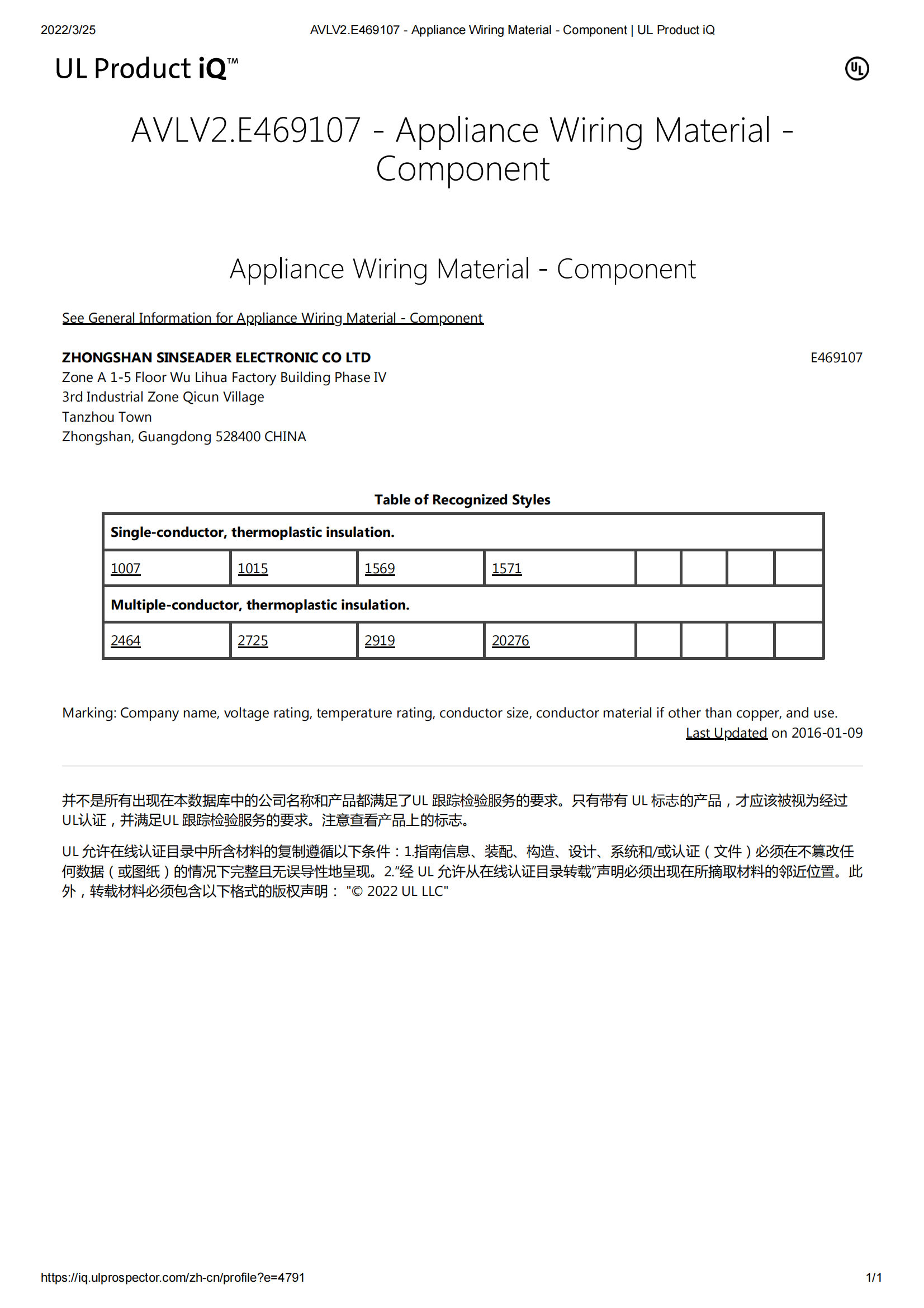 Zhongshan Sinseader Electronic Co.,Ltdcertification
