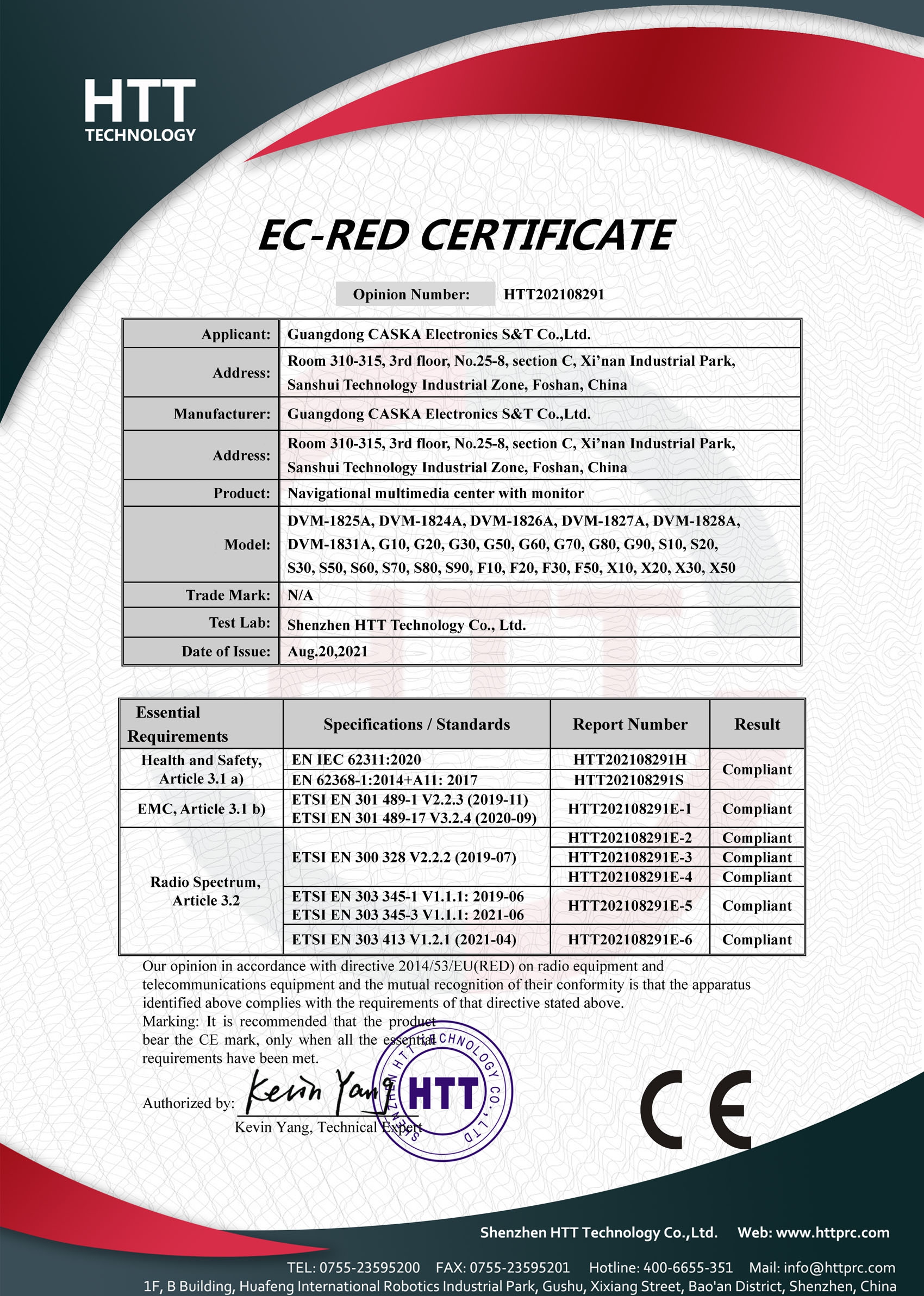 Guangdong Caska Electronics S&t Co., Ltd.certification