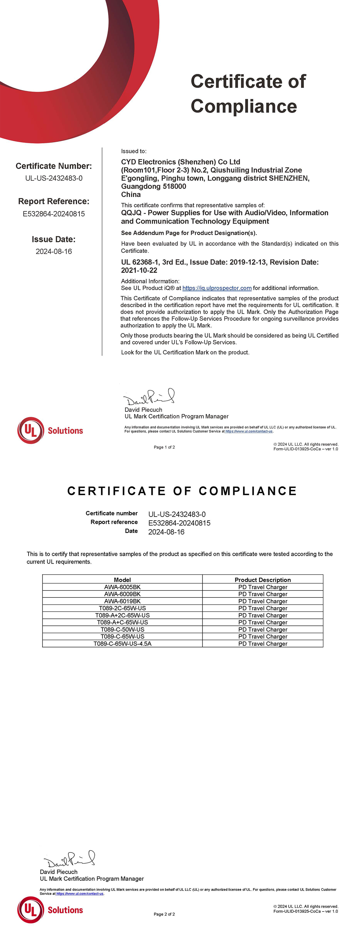 CYD Electronics (Shenzhen) Co., Ltdcertification