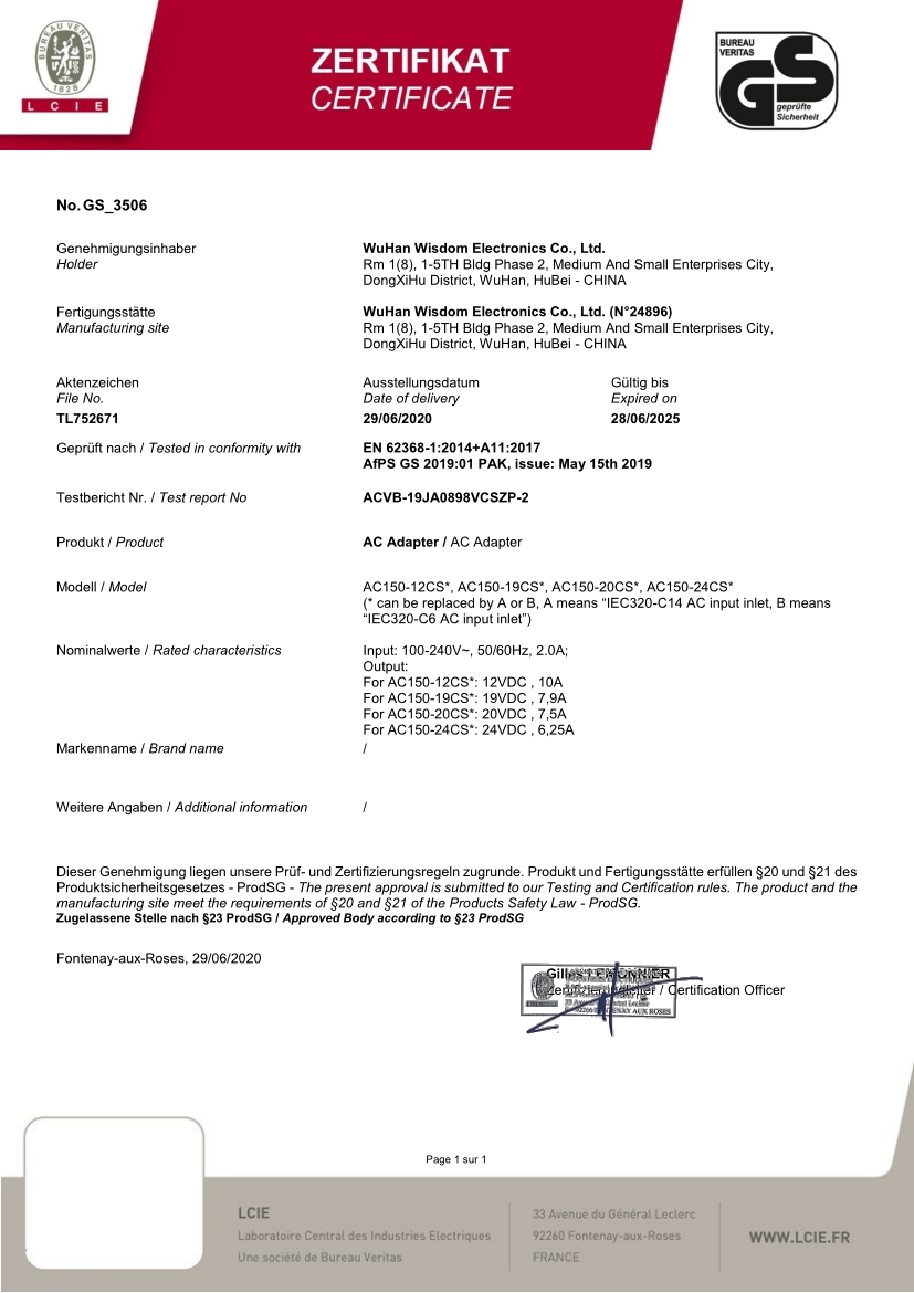 Wisdom Electronics Co.,ltdcertification