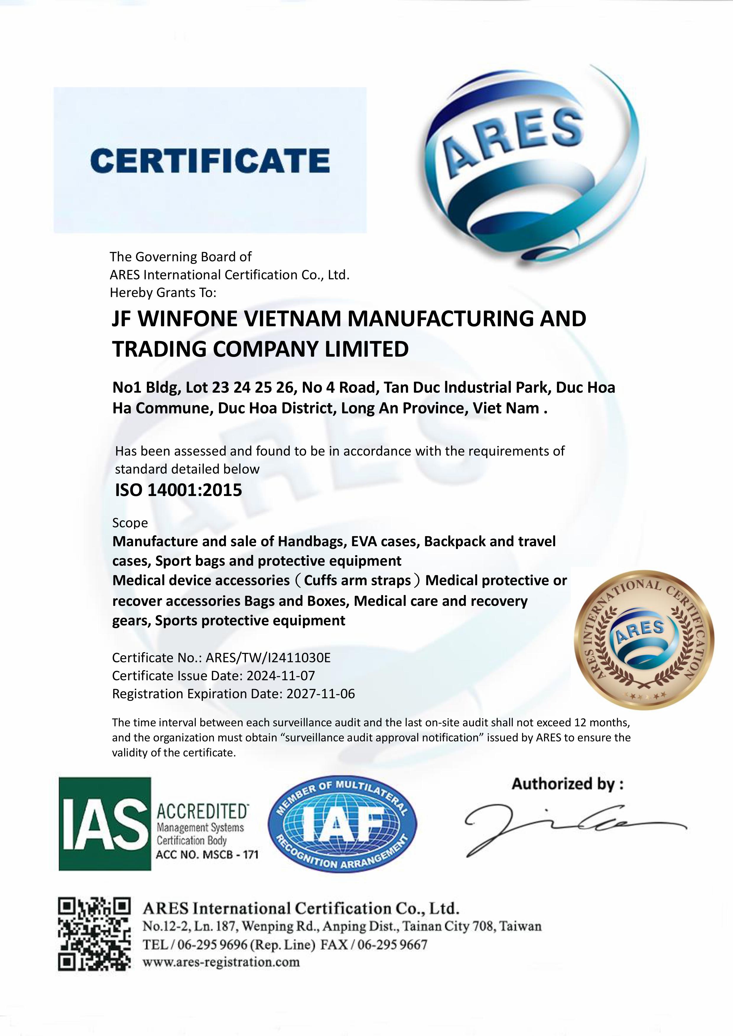 JF Winfone VN Co., LTDcertification