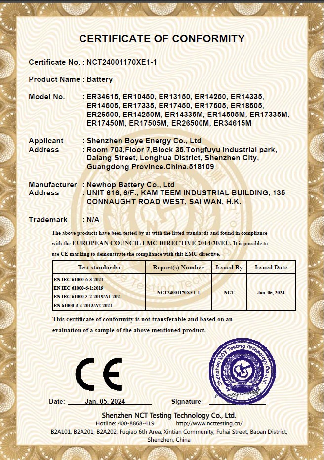Shenzhen Boye Energy Co.,Ltd.certification