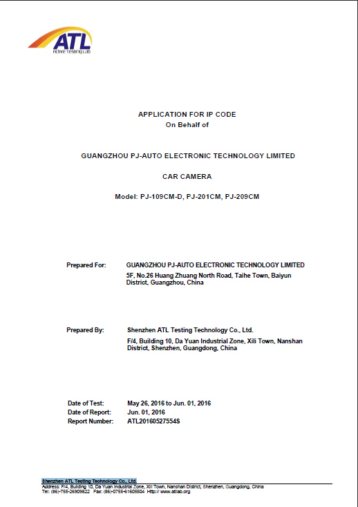 PJ-Auto Electronic Technology Limitedcertification