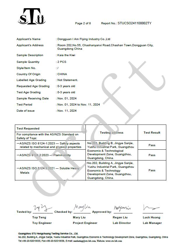 Dongguan I Am Flying Industry Co.,Ltd.certification