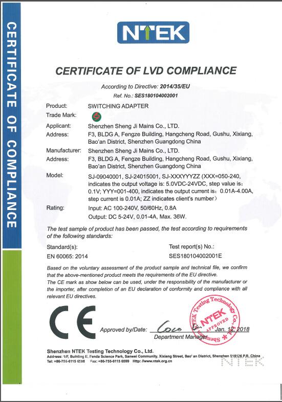 Shenzhen Shengji Mains Co. Ltdcertification