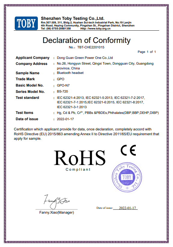 Shenzhen Greenpower Co.,Ltdcertification