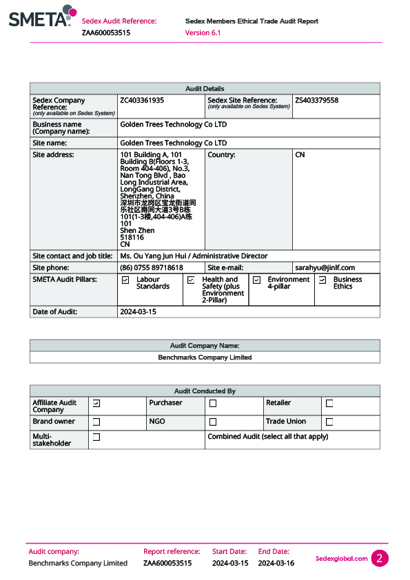 Shenzhen Golden Trees Technology Co., Ltdcertification