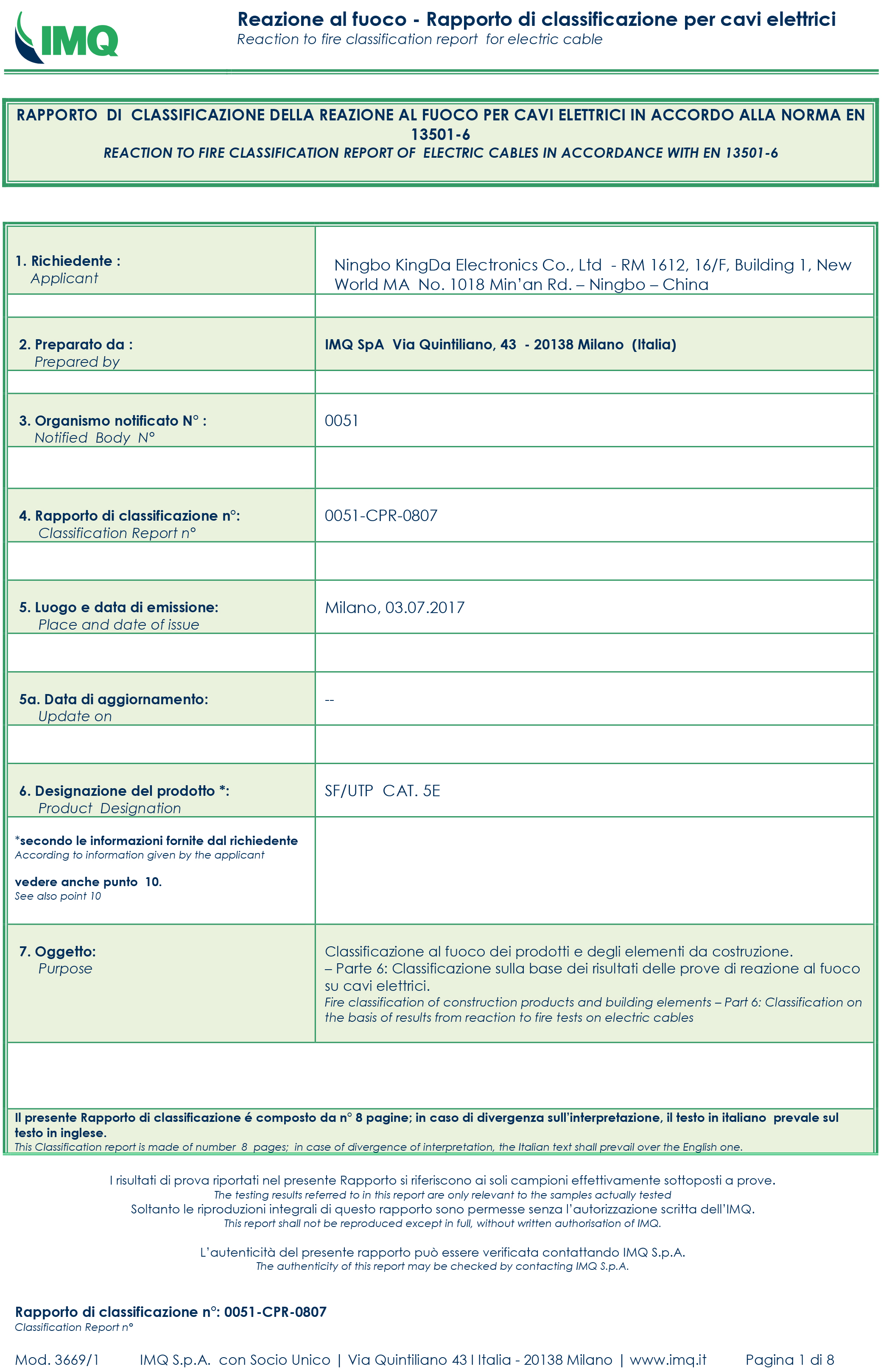 Ningbo Kingda Electronics Co. Ltdcertification