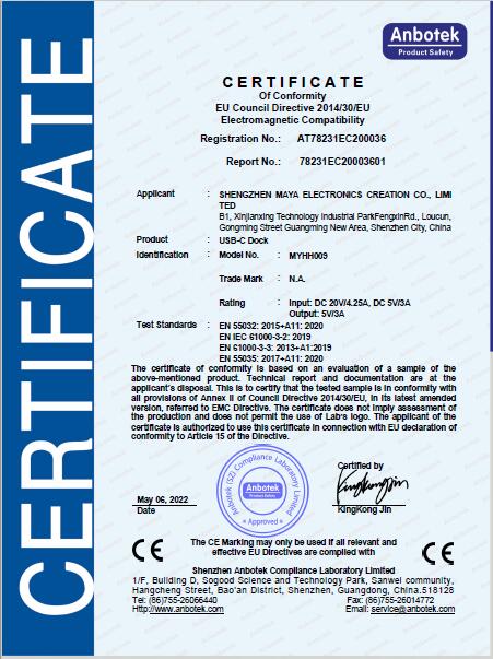 Shengzhen Maya Electronics Creation Co.Limitedcertification