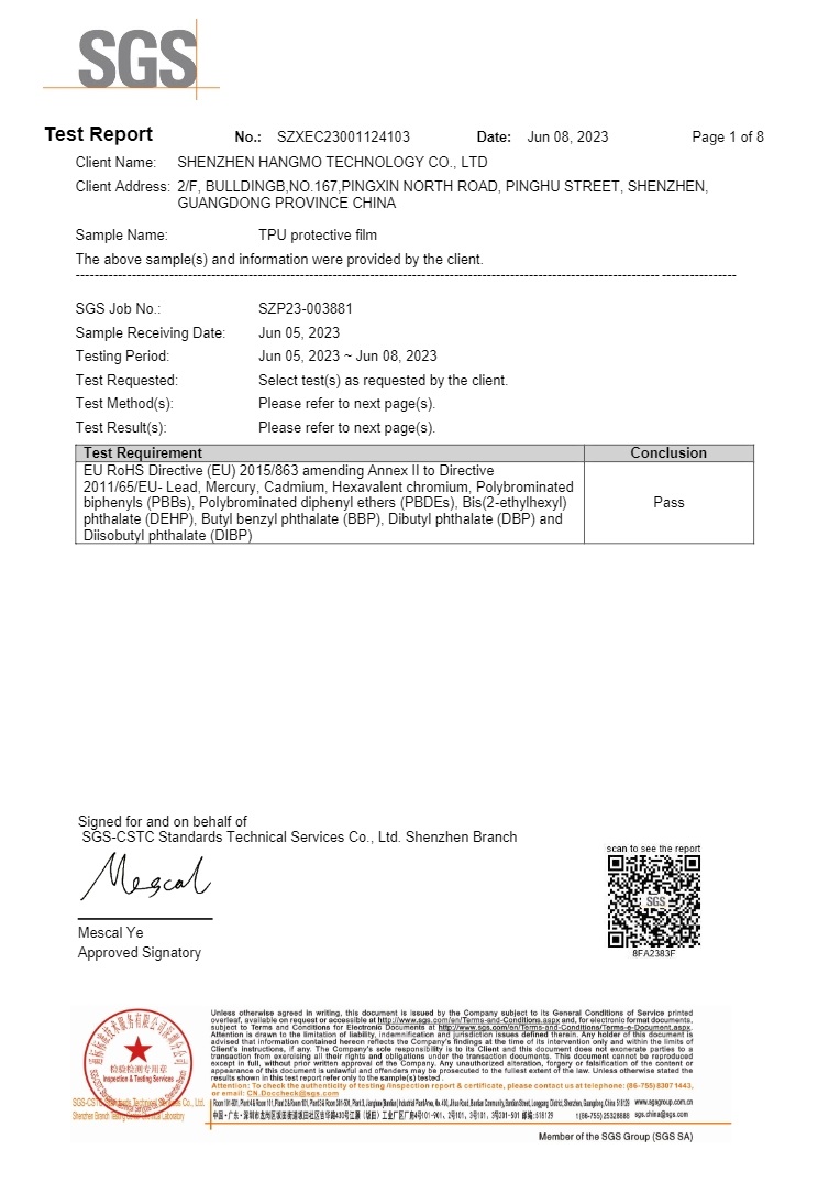 Shenzhen HangMo Technology Co., Ltdcertification