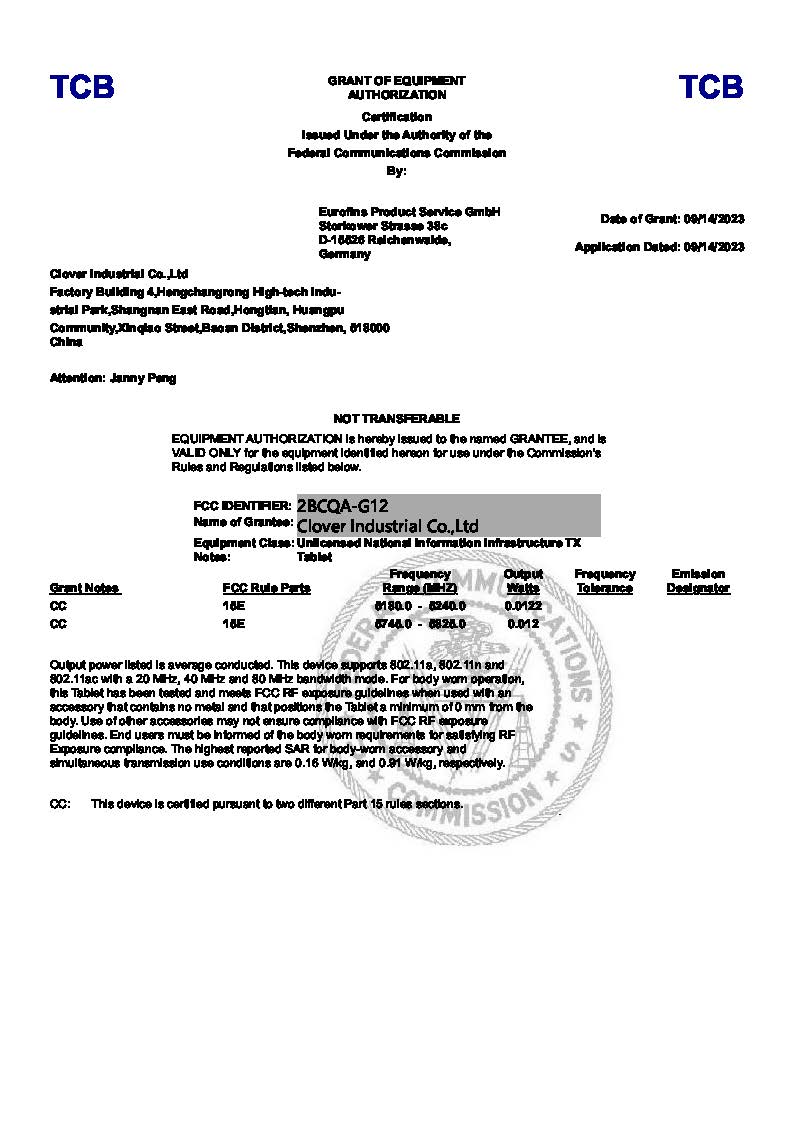 Shenzhen Clover Industrial Co.,Ltdcertification