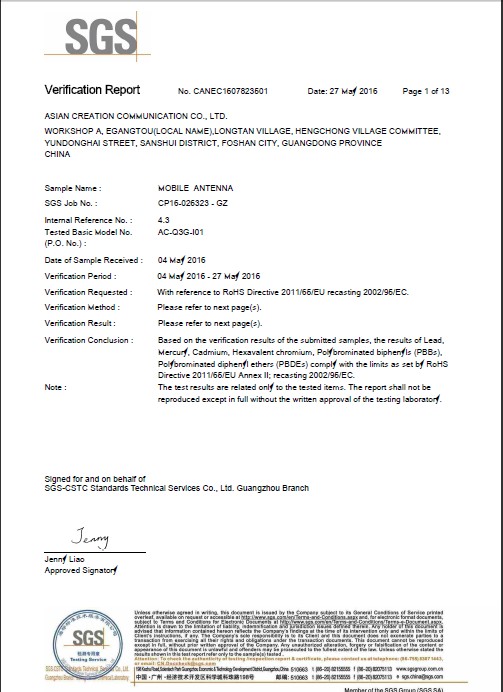 Asian Creation Communication Co.,LTDcertification