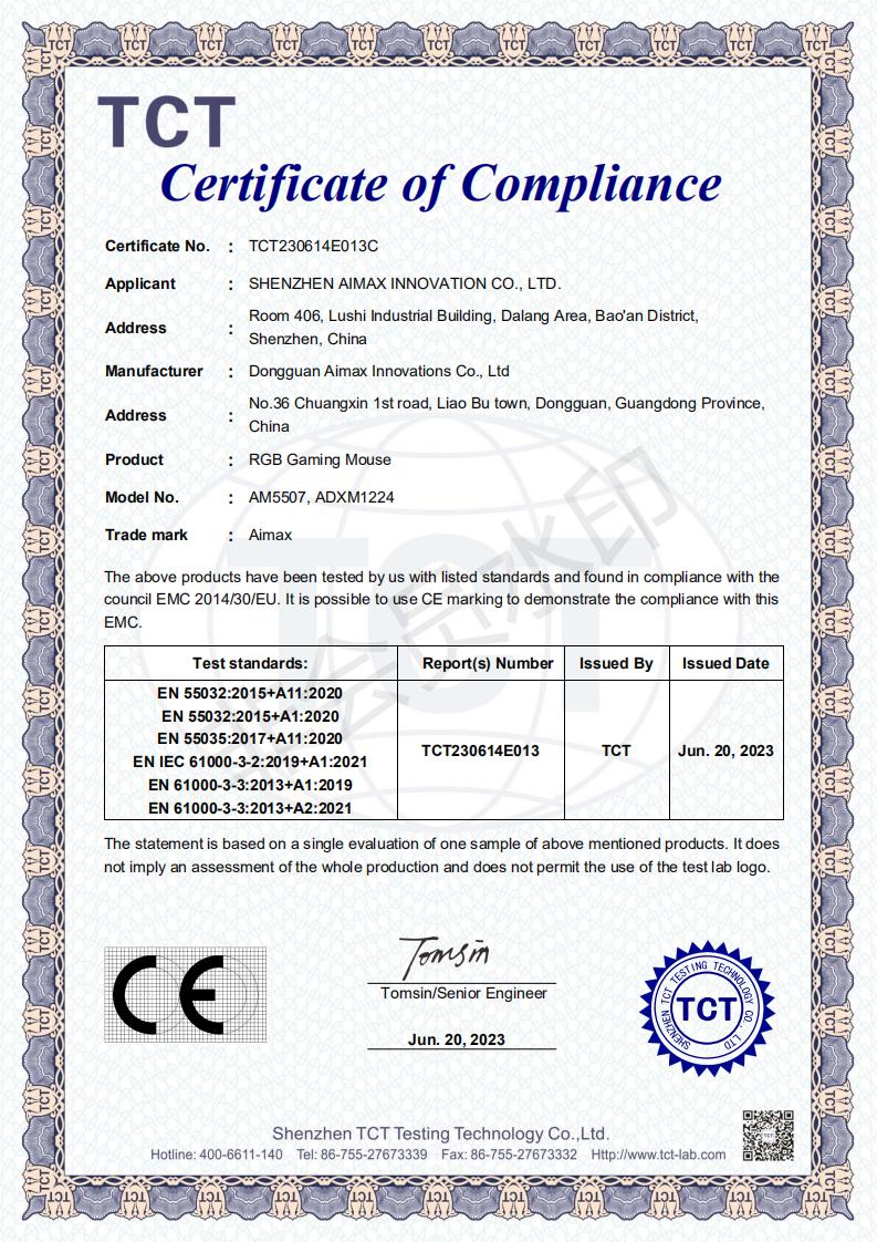 Shenzhen Aimax Innovation Co., Ltdcertification