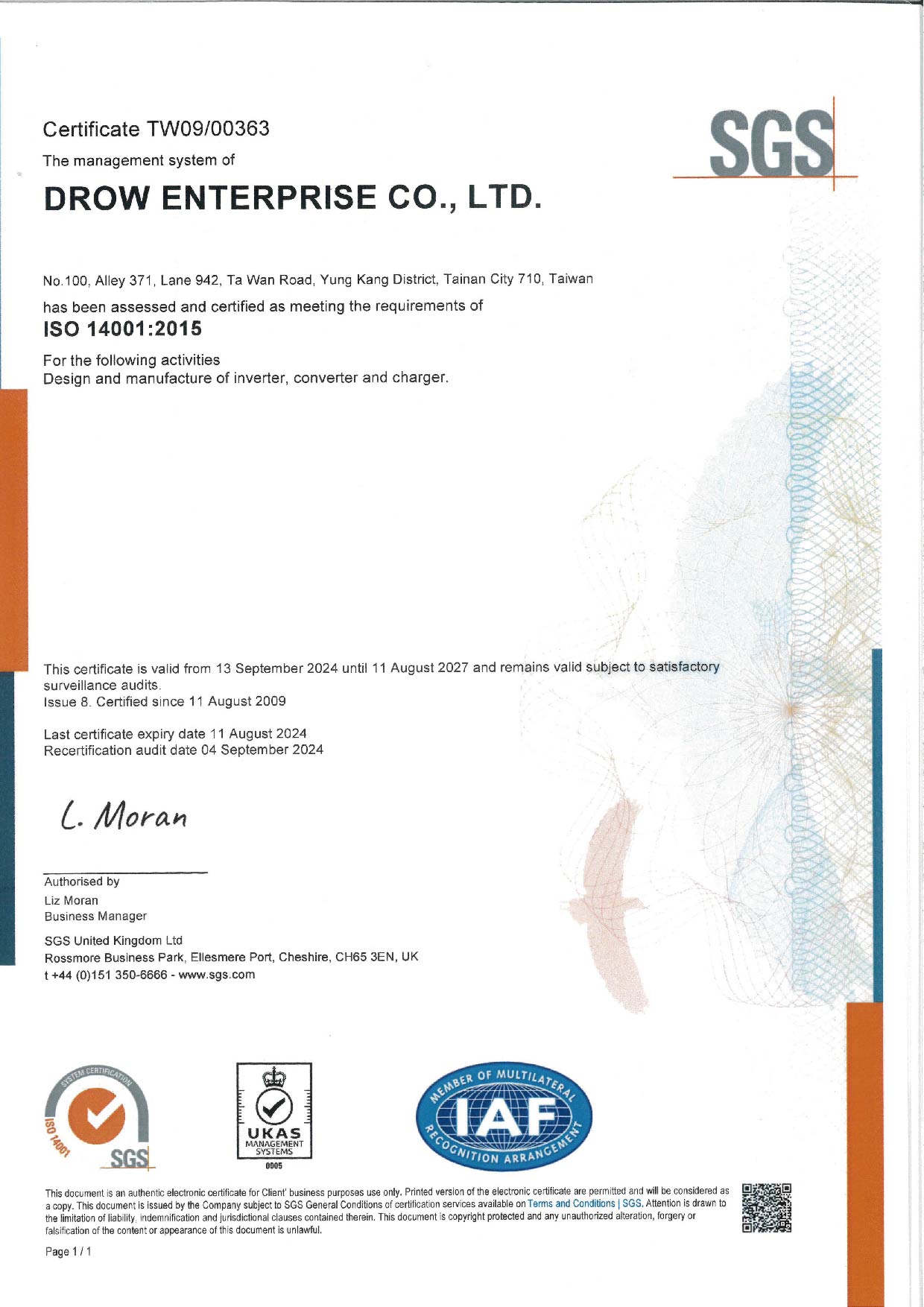Drow  Enterprise  Co.  Ltdcertification