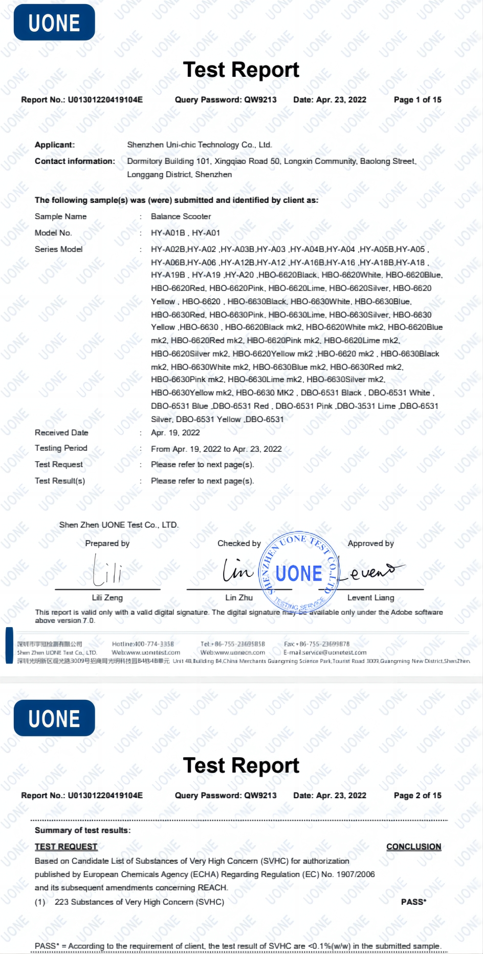 Shenzhen Uni-chic Technology Co., Ltdcertification