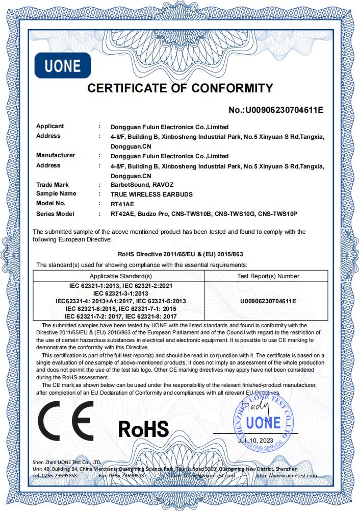 Dong Guan Fulun Electronics Co.Ltdcertification