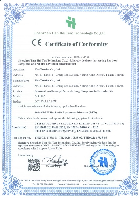 Ten-Tronics Co. Ltdcertification