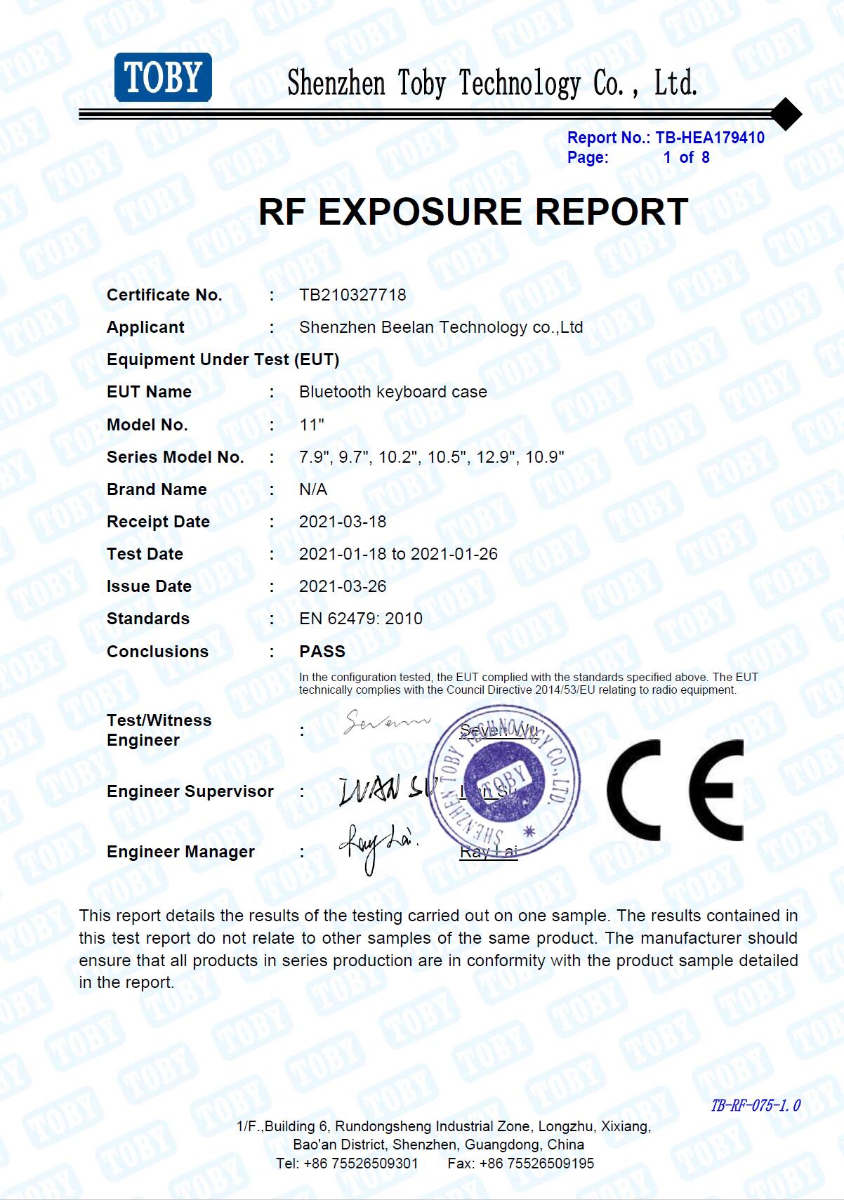 Shenzhen Beelan Technology Co.,Ltd certification